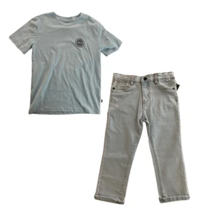 Boys 2 Pcs Volcom Jeans Boys Straight Size 6 And T-Shirt Billabong Size 7 - Picture 1 of 8