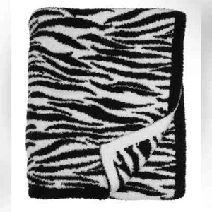 Manta de lanzamiento acogedora DESEFOOT DREAMS 45""x 60"" negra blanca animal tigre nueva con etiquetas - Imagen 1 de 2