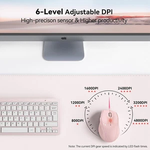 TECKNET 4800 DPI Optical Computer Mouse pink - Picture 1 of 5