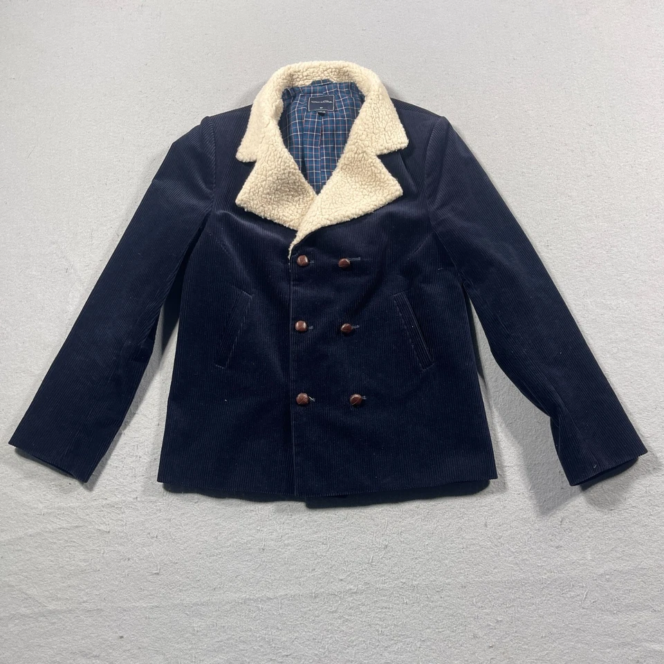 De colección Oscar de la Renta Juvenil 16Y Azul Marino Pana Sherpa Forrado Doble Brest Foto 1 de 4