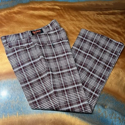 De Colección Años 70 Día Ropa Deportiva Pantalón Campana Cuadros Parte Inferior Nos Pierna Acampanada Rojo Gris Foto 1 de 4