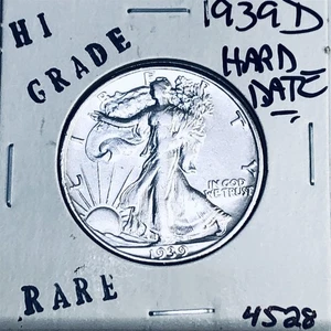 1939 D LIBERTY WALKING SILVER HALF DOLLAR HI GRADE U.S. MINT RARE COIN 4528 - Picture 1 of 3