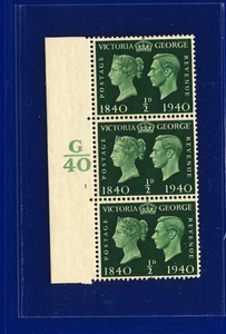 1940 SG479 1/2d Green Centenary QCom2 Ctrl G40 Cyl.1 sin punto MMH Cat £50 pgif - Imagen 1 de 3