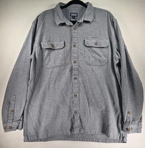 Patagonia Fjord Flanella Camicia Spessa Uomo XL Grigio Cotone Organico 53947 Tasche - Foto 1 di 11