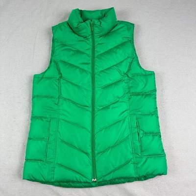 Lands End Women Puffer Vest M Tall 10 12 Down Hyper Dry 600 Full Zip Outdoor - Image 1 of 4