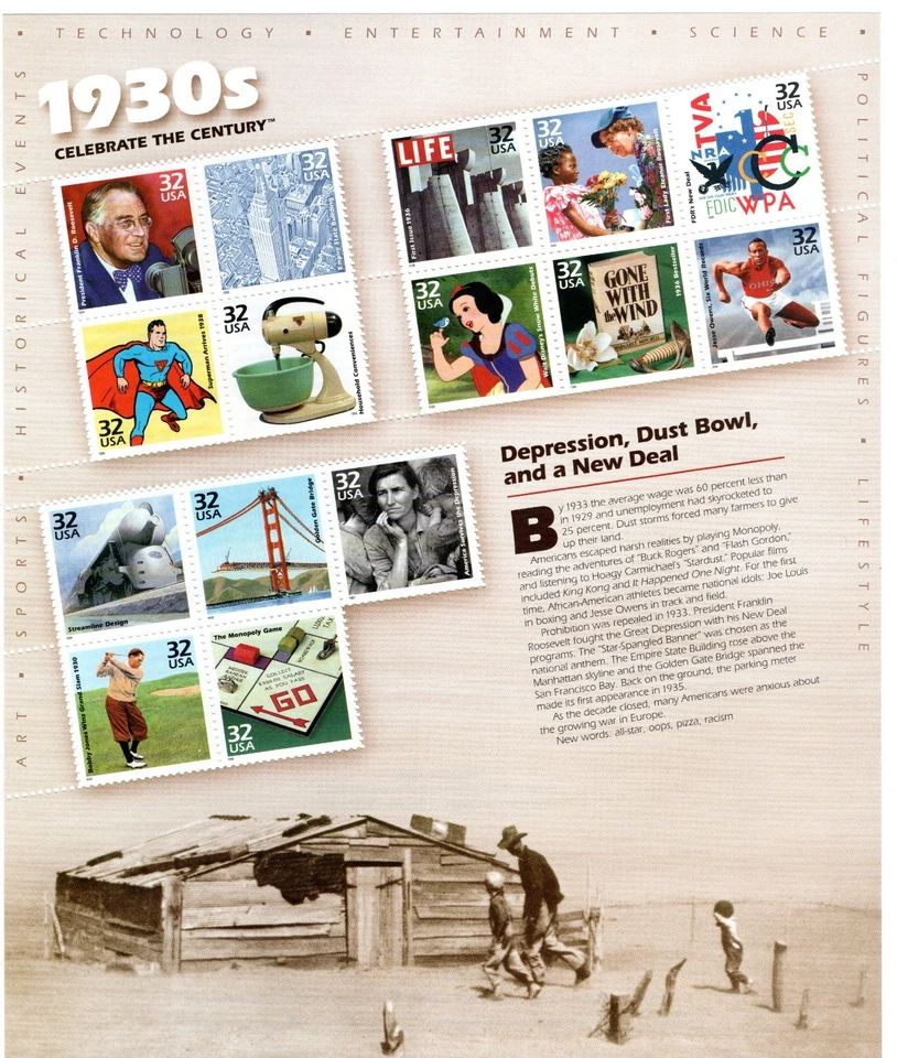 US Scott #3185, Celebrate the Century-1930s, pane of 15, MNH - Image 1 of 1