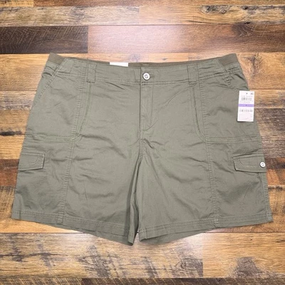 Style & Co Comfort Waist Cargo Shorts Womens 18 Green Mid Rose Stretch New - Image 1 of 4