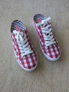 Betsey Johnson Edna Slipper 7M rot weiß kariert Sommer Blume Biene soo süß - Bild 1 von 21