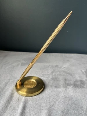 Vintage Forrester- Smith Gold Ballpoint Pen With Swivel Desk Stand Base * No Ink - Image 1 of 4
