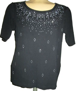 Karen Scott Sport Women’-SZ M-black-Short Sleeve T-Shirt-cotton-preowned-GUC - Picture 1 of 7