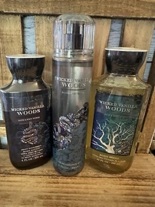 Bath & Body Works WICKED VANILLA WOODS Lotion, Mist, Shower Gel Halloween Set 3 - Picture 1 of 5