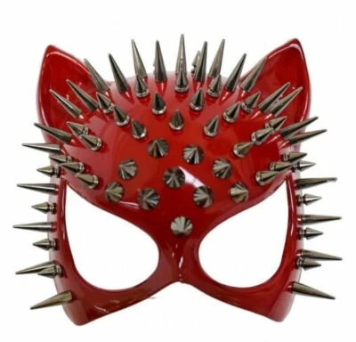 Steampunk Spike Cat Woman Masquerade Mask Cosplay Halloween Party Mask Costume  - Image 1 of 2