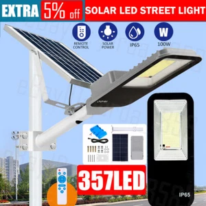 357LED IP65 Solar Street LED Light Remote Outdoor Garden Yard Flood Down Lamp - Picture 1 of 12