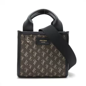 PRE-LOVED Jimmy Choo Varennes Canvas & Leather 2 Way Handbag Black - Bild 1 von 10