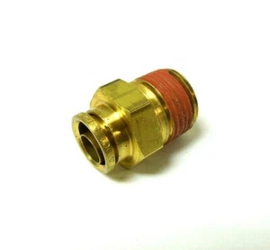 DOT PUSH TO CONNECT AIR BRAKE MALE CONNECTOR 1/2" X 1/2" MNPT BRASS <268PPDOT-8D - Picture 1 of 3