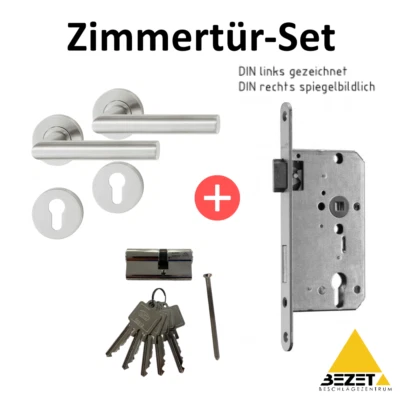BKS, BMH, HÄFELE Zimmertür/Beschlag-Set: Rosetten-Garnitur, PZ-Schloss u. Profilzylinder / Meppen