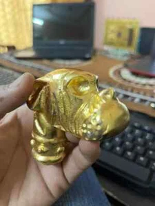 Handmade walking stick dog Bulldog Dog Head gold colour Handmade - Picture 1 of 1