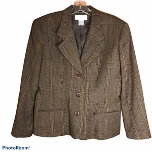 Petite Sophisticate Women’s Brown Plaid Blazer Size 8 New Without Tags