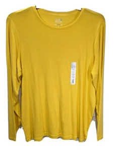 CROFT & BARROW Wmn's Plus Yellow Crew Neck Long Sleeve *The Classic Tee sz1X NWT - Picture 1 of 7