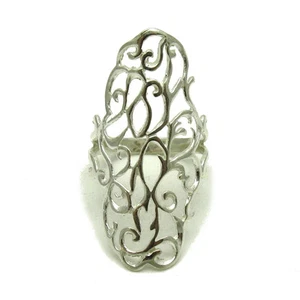 Bague longue en argent massif véritable poinçonné 925 fait a la main - Picture 1 of 4