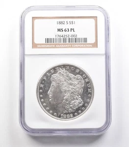 1882-S Morgan Silver Dollar MS63 PL NGC *2489 - Picture 1 of 3