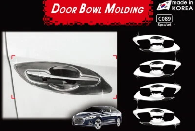 Moldura de cuenco de puerta cromado plateado 8 piezas pista # C089 para Hyundai Elantra 2017~2019 Foto 1 de 4