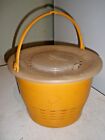 Hard Plastic with Handle FENWICK Yellow Pail Basket Bucket with Lid 7.5" X 10"