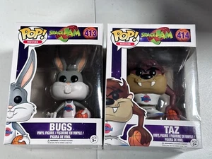 Funko Pop Space Jam Bugs Bunny Taz W/ Protector 413 414 Looney Tunes - Picture 1 of 5