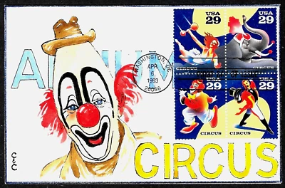 2753A 29c Stamp Set (Se-Tenant) (1993) THE AMERICAN CIRCUS ACTS FDC FROM C & C - Image 1 of 2