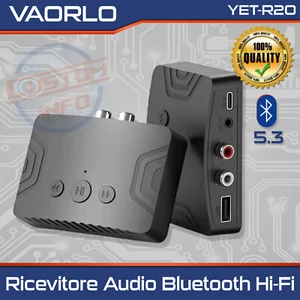 Ricevitore Audio Bluetooth 5.3 AUX 3.5mm RCA USB Wireless Hi-Fi per Auto e Speak - Afbeelding 1 van 8