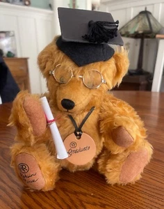 Vintage ROBIN RIVE Mohair Teddy Bear Mini Handmade Graduate Graduation Gift - Picture 1 of 5