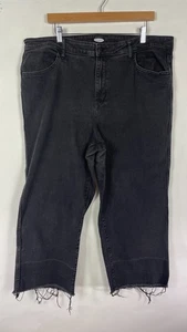 Old Navy Womens Jeans Straight Frayed Hem Solid Black Size 20 - Picture 1 of 16