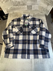 Chaqueta camisa de franela a cuadros azul HFX para mujer con botón a presión talla L - Imagen 1 de 10