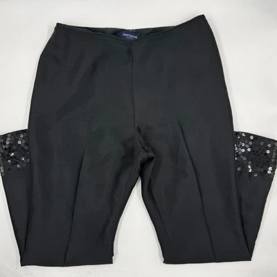 Pantalones de lentejuelas de seda Ann Taylor para mujer 12P negro seda calce regular ribete de pierna recta Foto 1 de 4