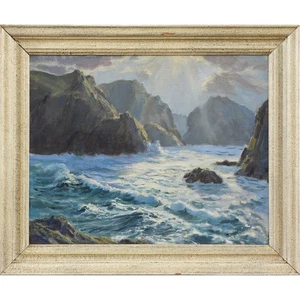 Oil on board by William F Piper. A Cornish Seascape - Picture 1 of 5