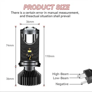 Faro delantero con proyector LED H4 6000K con ventilador turbo de 22 000lm 90W - Imagen 1 de 9