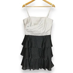 White House Black Market Dress Polka Dot Removable Straps Ruffle Skirt Size 12 - Picture 1 of 11