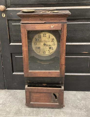 Antique Cincinnati Time Recorder Co Pendulum Time Clock Heavy Cabinet Cover