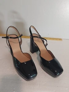 Neu ohne Karton Marc Fisher Nazira schwarze Lackleder-Plateau-Heels mit Knöchelriemen Größe 9,5 M - Bild 1 von 8