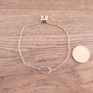 Kendra Scott Elaina Adjustable SILVER Chain Bracelet In Platinum Drusy - Picture 1 of 4