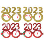  4 Pcs 2023 Glasses Xmas Costume Eyeglasses Christmas Decorations Party