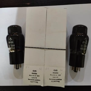 Matched black glass 1 pair / 2 electronic tubes 6V6 6V6G CAV/TIR78 - Picture 1 of 6