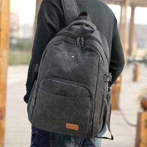 Mens Retro Canvas Backpacks Vintage Laptop Notebook Travel School durable Bag AU - Picture 1 of 26