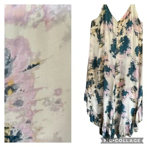 Cato 22 24W Spring Bloom Jumpsuit Wide Leg Ruffle Pockets Boho Resort Island - Picture 1 of 13
