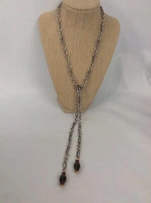 Hermoso Collar David Yurman Esterlina 925 Figaro 18K 750 Cuarzo Ahumado Lariat  Foto 1 de 4