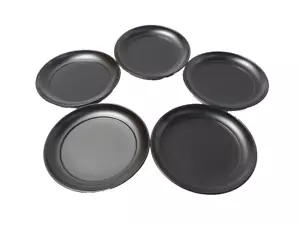 Japanisch Antik Vintage Schwarz Lack Holz Rund Einzel Teller Set Chacha - Bild 1 von 10