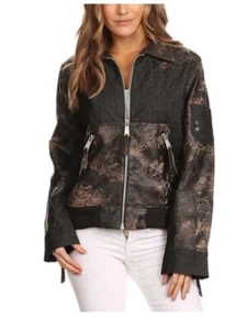 Women's H &D Classic Leather Collection Denim & Brown Acid Wash Jacket Size XL - Picture 1 of 17