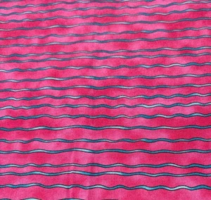 Pink & Blue Wavy Striped Cotton Fabric 19x37" For Sewing & Crafting - Picture 1 of 4