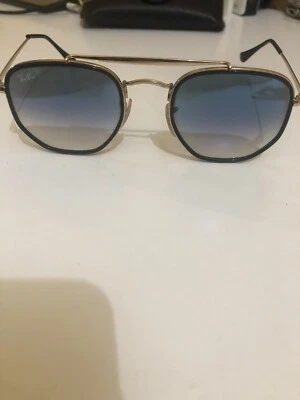 Occhiali da Sole Ray-Ban Rb3648 The Marshal 001/3F Oro/ Blu Usati Pochissimo - Immagine 1 di 4