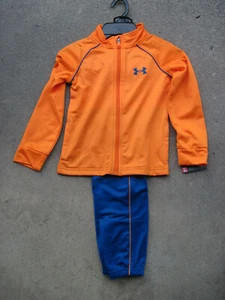 Under Armour Boys 2 piece Track Set - Jacket & Pants - Vibe Orange & Blue - NWT - Picture 1 of 7